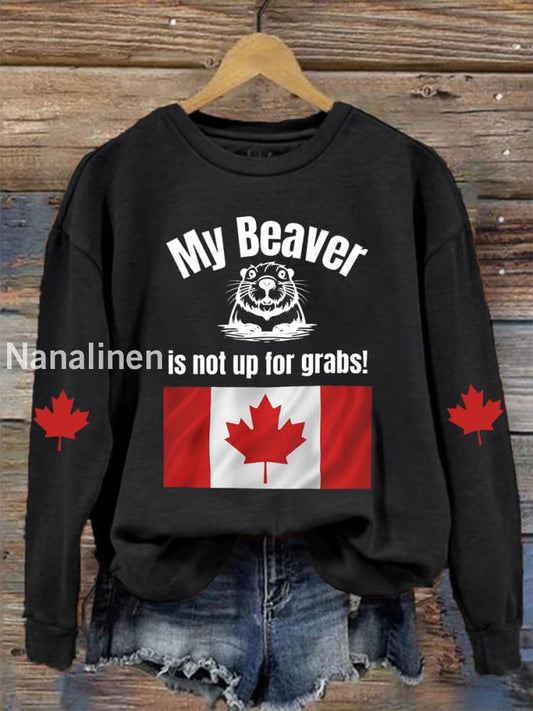 Women’s My Beaver Is Not Up For Grabs Print Sweatshirt Black / S