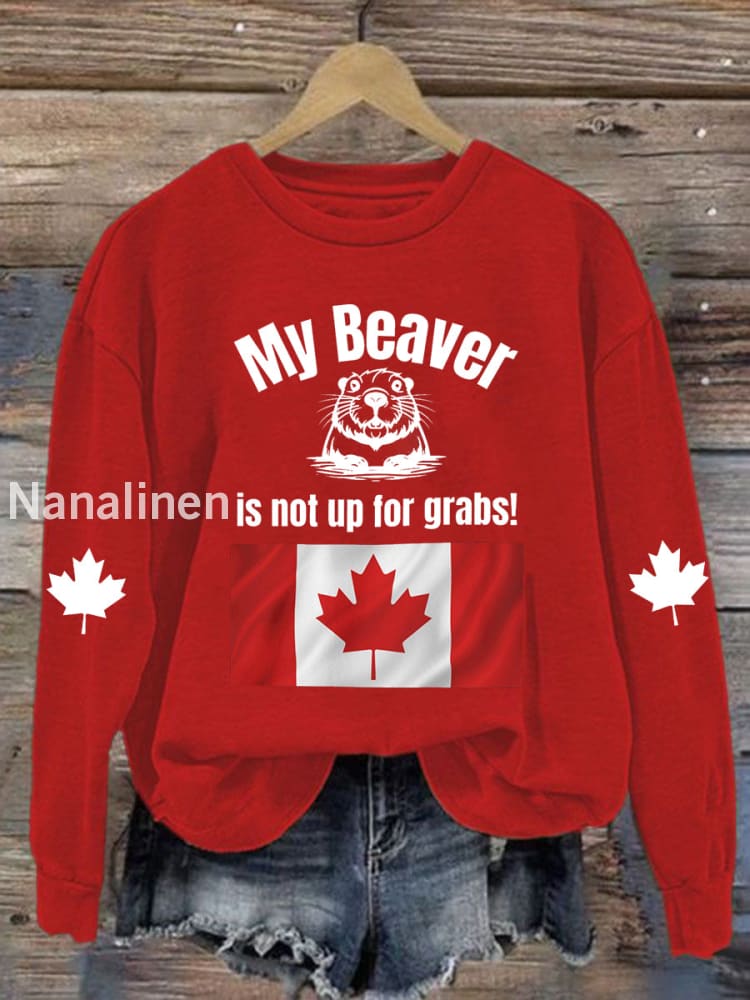 Women’s My Beaver Is Not Up For Grabs Print Sweatshirt Red / S
