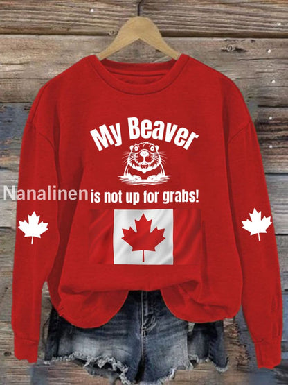 Women’s My Beaver Is Not Up For Grabs Print Sweatshirt Red / S