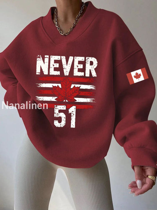 Women’s Never 51st State Canada Print V-Neck Sweatshirt Red / S