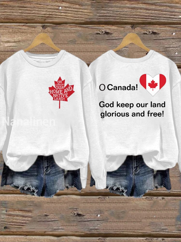 Women’s O Canada Our Home And Native Land God Keep Our Land Glorious And Free Print Sweatshirt White / S