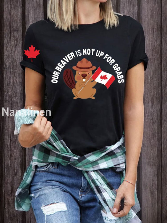 Women’s Our Beaver Is Not Up For Grabs Print Crew Neck T-Shirt Black / S