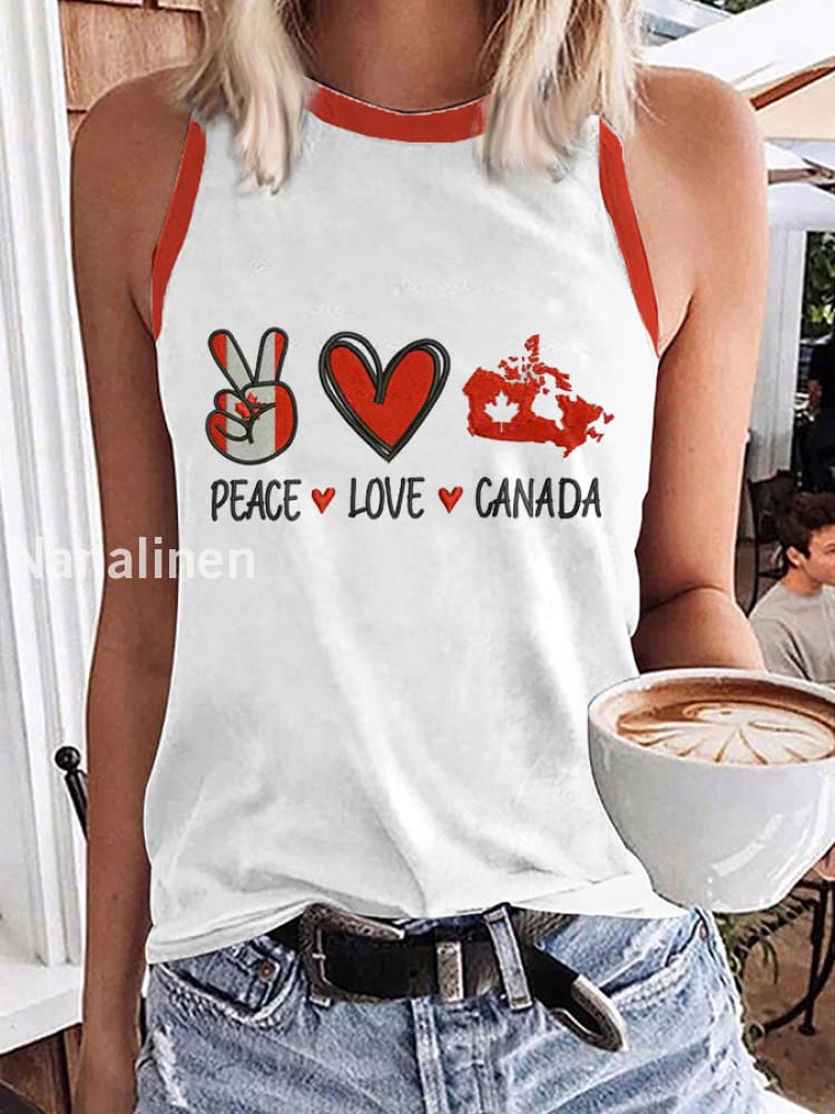 Women’s Peace Love Canada Print Tank Top White / S