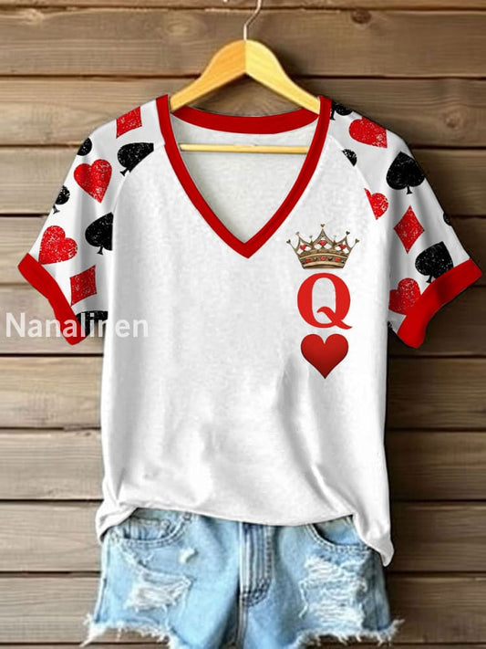 Women’s Queen of Hearts Crown Print T-shirt White / S