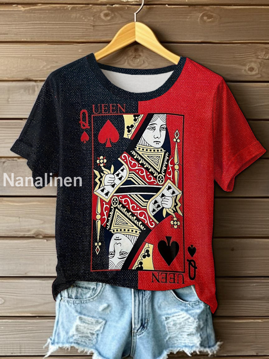 Women’s Queen Poker Printed Casual T-Shirt As picture / S