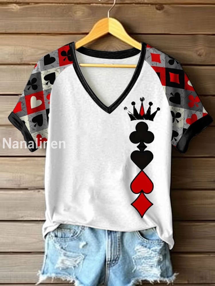 Women’s Queen Poker Printed Casual T-Shirt Black / S
