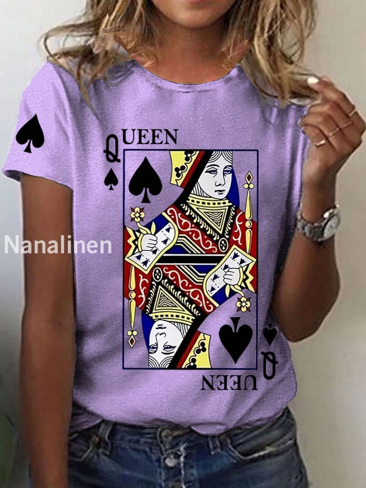 Women’s Queen Poker Printed Casual T-Shirt Lavender / S