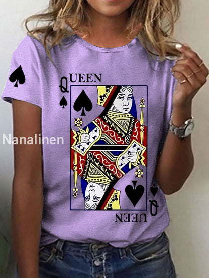 Women’s Queen Poker Printed Casual T-Shirt Lavender / S