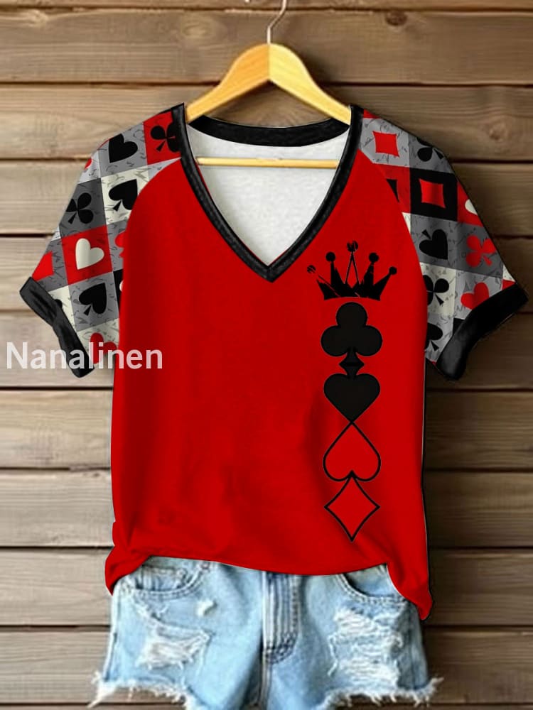 Women’s Queen Poker Printed Casual T-Shirt Red / S