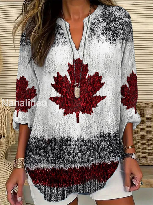 Women’s V-neck pullover shirt As picture / S