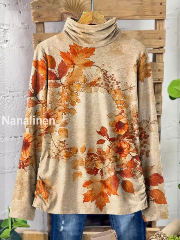 Women’s Vintage Floral Art Pattern Print Casual Cotton Top A / S