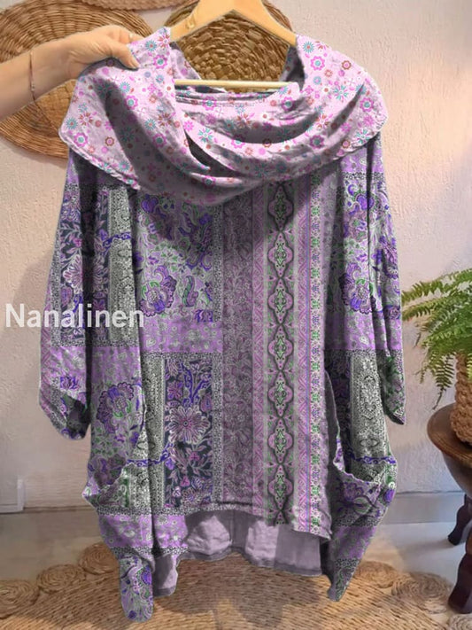 Women’s Vintage Floral Art Print Front and Back Short Sleeve Cotton Shirt A / S