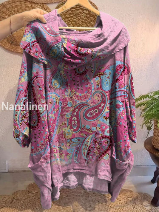 Women’s Vintage Floral Art Print Front and Back Short Sleeve Cotton Shirt A / S