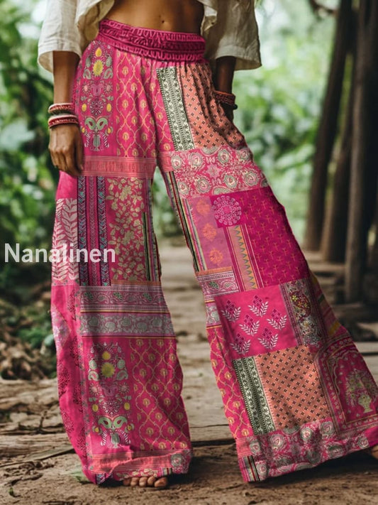 Women’s Vintage Floral Print Casual Bohemian Comfort Pants A / S