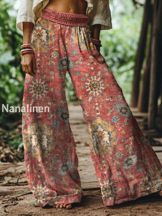 Women’s Vintage Floral Print Casual Bohemian Comfort Pants A / S